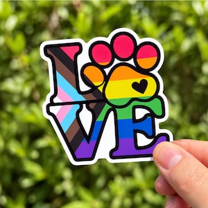 Gay Pride Sticker. Rainbow Paw Print Sticker, LGBTQ Dog Lover Gift