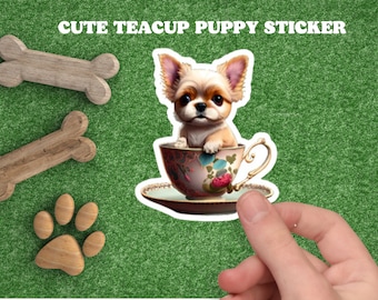 Cute Dog Sticker, Adorable Puppy Dog Waterproof Die-Cut Water Bottle Laptop Sticker