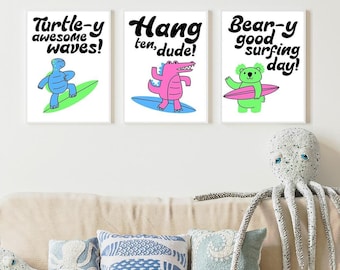3 Kids Prints Bundle | Boys Room Prints | Eclectic Nursery Wall Art Set | Boho Kids Room Decor | Playroom Prints | Classroom Decor Bundle