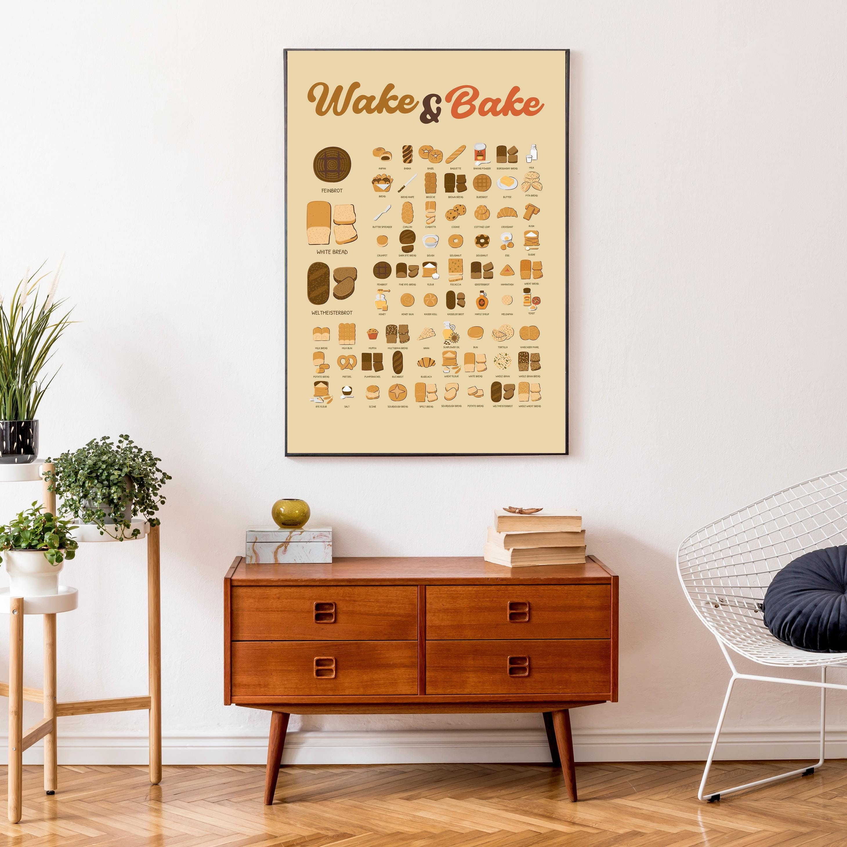 Wake and Bake Digital Print Poster, Funny Sourdough, Bakers Poster, Sourdough Starter Poster, Funny Bread Poster, Bread Print Gift for Her