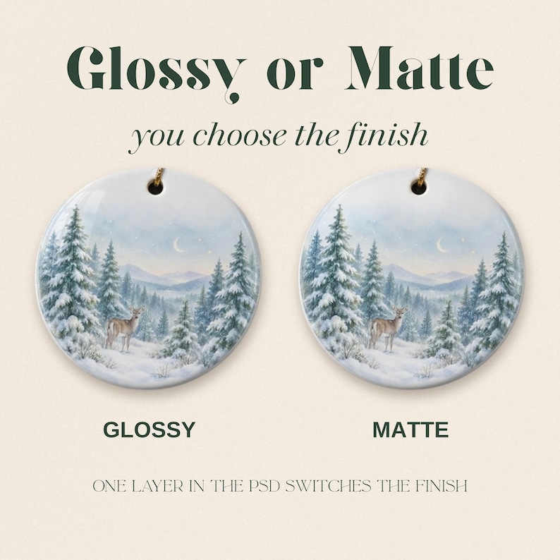 Smart Contact Paper File Vintage Christmas Ornament Mockup, Ceramic Ornament PSD Smart Object ...