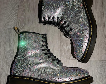 Custom Blinged Doc Martens | Full Crystal Rhinestone Boots | Handmade Sparkle Shoes | Festival Rave Boots | Personalized Rave Shoes