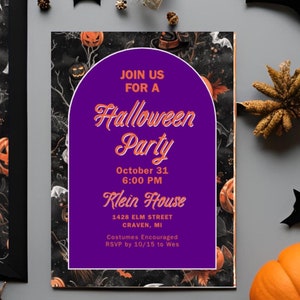 DIY Halloween Invitation - Spooktacular Pumpkins - Kids Costume Party Invite - Customizable Template