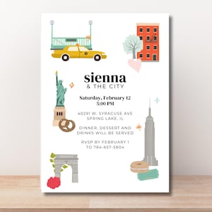 Printable Sex and the City Themed Party Invitation | Minimalist New York City Coquette 30th Birthday Invite | & Just Like That 40th Invite