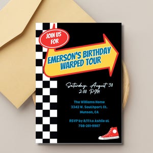Warped Tour Birthday Invitation: Elder Emo Pop Punk Party (Canva Template, 5x7 Digital Download)