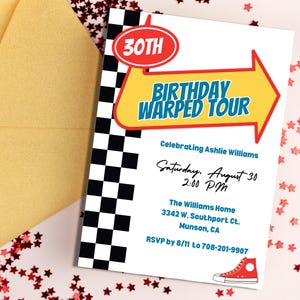 Warped Tour Birthday Invitation: Elder Emo Pop Punk Party (Canva Template, 5x7 Digital Download)
