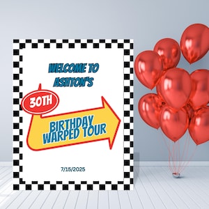 Custom Sign for Warped Tour Pop Punk Birthday Invitation | 30th 40th Birthday Elder Emo Birthday Decor | Checkerboard Vans Welcome Template