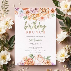 Invitación de brunch de cumpleaños para ella Invitación para el 30 ...