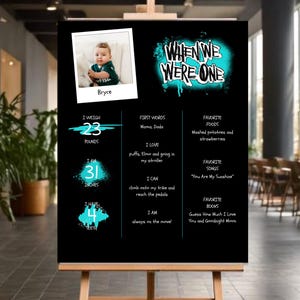 Tabellone delle pietre miliari del primo anno / Tema di un compleanno da piccoli / Poster stampabile del primo anno / Compleanno del bambino / Modello di poster pop punk