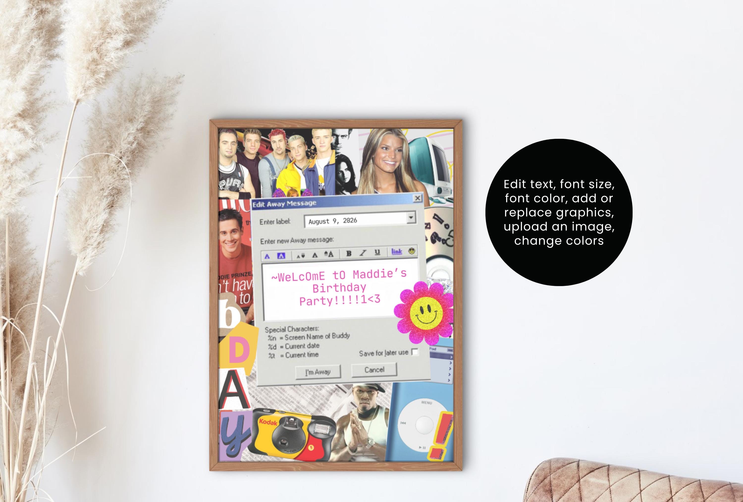 Editable Welcome Sign for Early 2000s Y2K Themed Birthday | 30th 40th ...