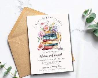 A New Chapter Bridal Shower Editable Invitation | Editable Love Story Begins Wedding Storybook Invite | DIY Book Template