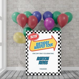 Custom Sign for Warped Tour Pop Punk Birthday Invitation | 30th 40th Birthday Elder Emo Birthday Decor | Checkerboard Vans Welcome Template