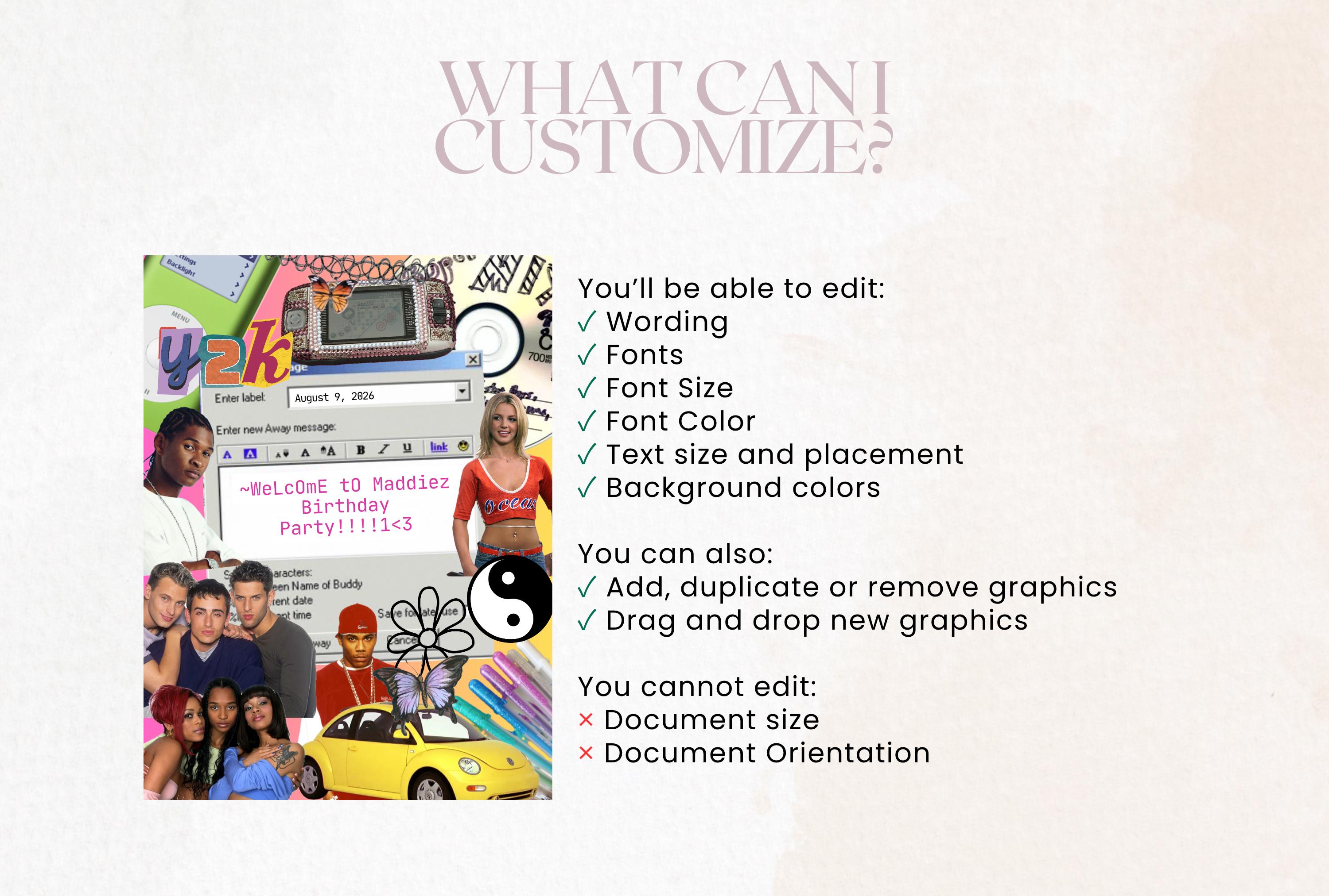 Editable Welcome Sign for Early 2000s Y2K Themed Birthday | 30th 40th ...