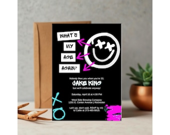 Editable Blink 182 Birthday Invitation, Nobody Likes You When You're 23 30th Pop Punk Warped Invite, Elder Emo Canva Template