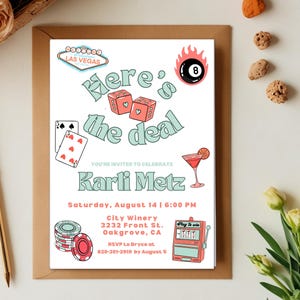 Invito modificabile per festa di compleanno a Las Vegas / Invito a tema Neon Ecco l'offerta, fine settimana tra ragazze, serata al casinò, download immediato stampabile