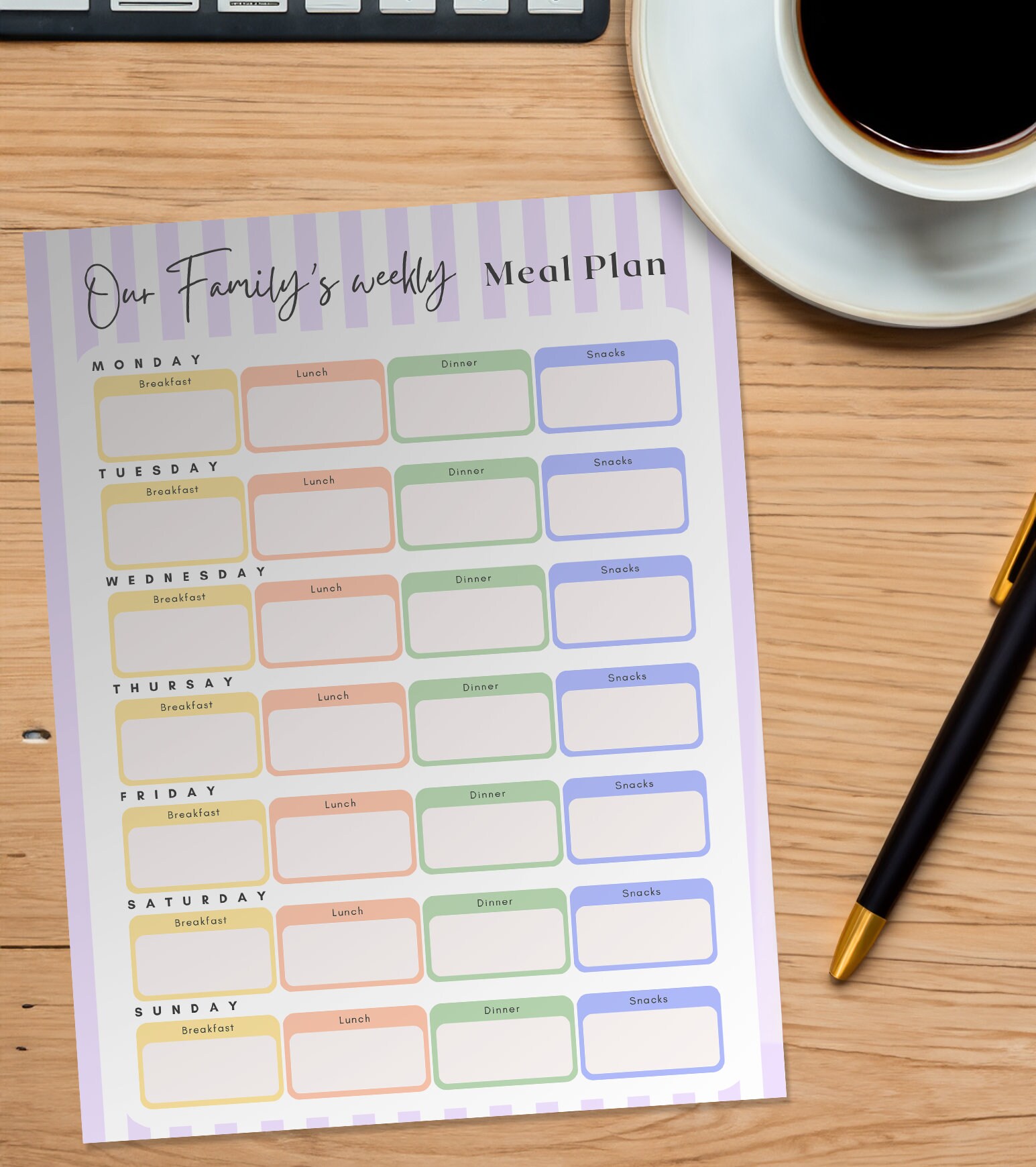 Weekly Meal Planner Printable | Meal Planning Template | Instant ...