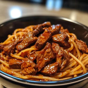 Rökig honungs-BBQ-biffpasta i en gryta – djärv, såsig och mättande | Recept för direktnedladdning
