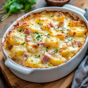 Receta de patatas gratinadas con jamón: comida reconfortante, cremosa, con queso y abundante | Descarga instantánea de PDF