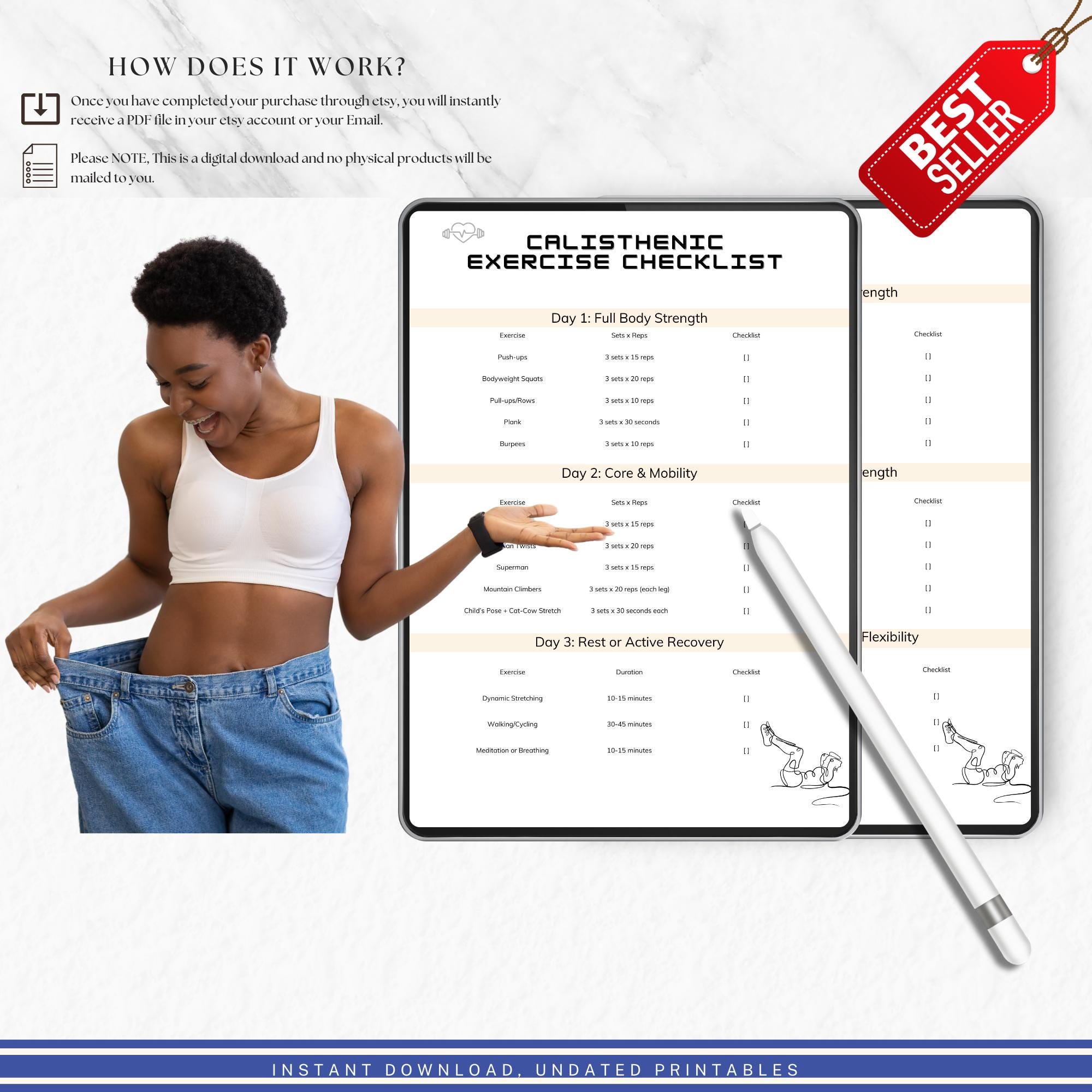 Calisthenics Workout Checklist | Printable Bodyweight Exercise Guide ...