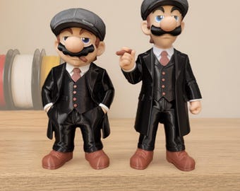 Mario Luigi Peaky Blinders Figure Set 27cm 31cm | Premium 3D Printed Collectible