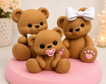Personalized Baby Shower Bear Centerpiece Kit – Custom Color Teddy Bear Table Decor DIY Assembly Set