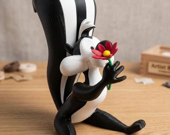 Pepe Le Pew  3D Printed Cartoon Inspired Collectible Figure | Nostalgic Desk Decor