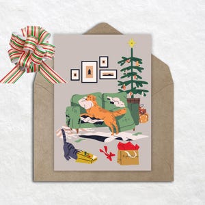 Tier-Weihnachtskarten, kawaii digitale Kunst, kawaii Grußkarte, bedruckbare Karte kawaii, Feiertag gemütlich Jahreszeit Karte