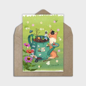 Jolie carte de renard kawaii, surcharge de gentillesse, carte kawaii fantaisiste, jolie carte de correspondance vierge, carte d'art kawaii imprimable, carte d'art kawaii à encadrer