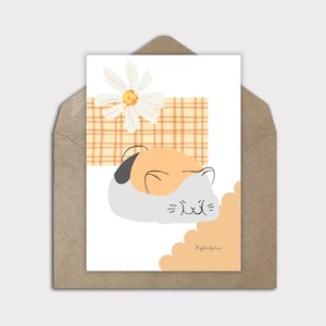 Hamster kawaii, carte de correspondance vierge, jolis animaux kawaii endormis, jolie carte de voeux numérique kawaii, carte pour toute occasion, art kawaii imprimable