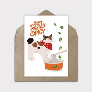 Jolie carte kawaii fantaisiste, carte numérique de chat kawaii, chat kawaii de cuisine japonaise, carte de correspondance de chat mignon, carte d'art de chat japonais, jolie carte vierge