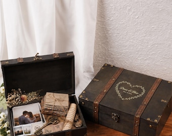 Personalized Wooden Keepsake Box, Wedding Memory Box, Custom Keepsake Chest, Anniversary Gift for Couple, Engagement Bridal Shower Gift