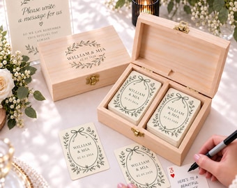 Personalized Wooden Keepsake Box with Lock, Custom Memory Box for Letters, Photos & Wedding Cards, Christmas Gift for Couples and Newlyweds