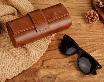 Personalized Faux Leather Sunglasses Box, Engraved Hard Eyeglasses Case, Custom Groomsmens Gift, Wedding Best Man Gift, Valentine's Day Gift