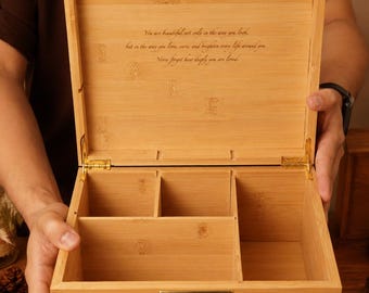 Personalized Wooden Keepsake Box,Engraved Photo Storage Box,Memory Box, Personalized Memory Keepsake Box