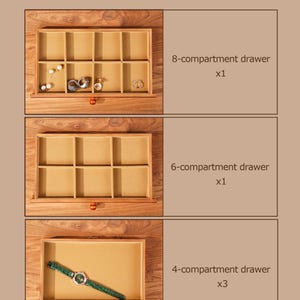 Caja de joyería de madera personalizada / Organizador de joyas grande con 5 cajones / Caja para collares personalizada para mamá, regalo para ella / Regalos para el Día de la Madre imagen 12