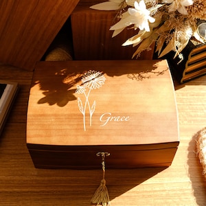 Boîte à bijoux en bois personnalisée, Grande boîte à bijoux personnalisée, Boîte à bijoux avec serrure, Organiseur de collier, Cadeau de Noël pour elle, Cadeaux