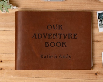 Personalized Genuine Leather Adventure Book, A4 Journal Travel Photo Album, Travelling Wedding Memory Gifts for Newlyweds, Gifts For Him