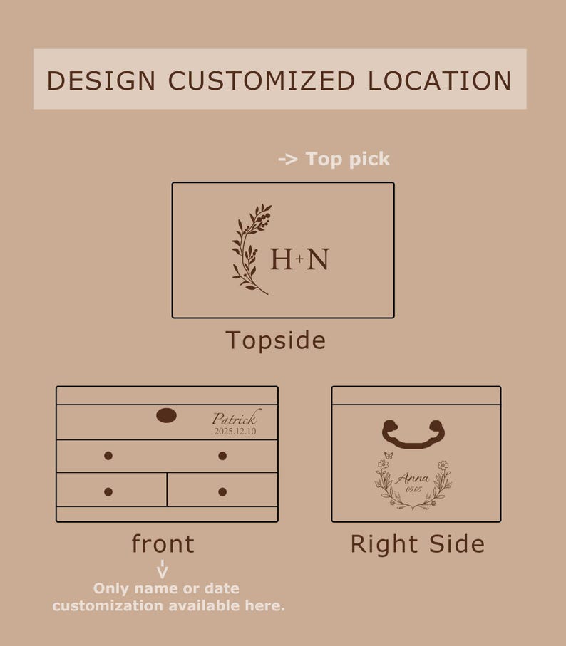 Caja de joyería de madera personalizada / Organizador de joyas grande con 5 cajones / Caja para collares personalizada para mamá, regalo para ella / Regalos para el Día de la Madre imagen 10