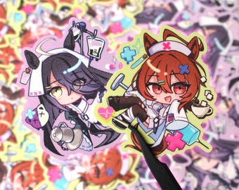 TachyCafe Nurse Maid Glitter Stickers | Uma Musume | Agnes Tachyon, Manhattan Cafe