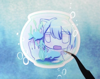 Fishbowl Catgirl Clear Sticker