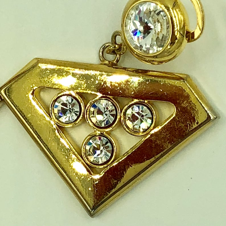 Vintage Valentino Earrings Clip Couture Costume Jewelry Gold Tone Rhinestones Made in Italy
