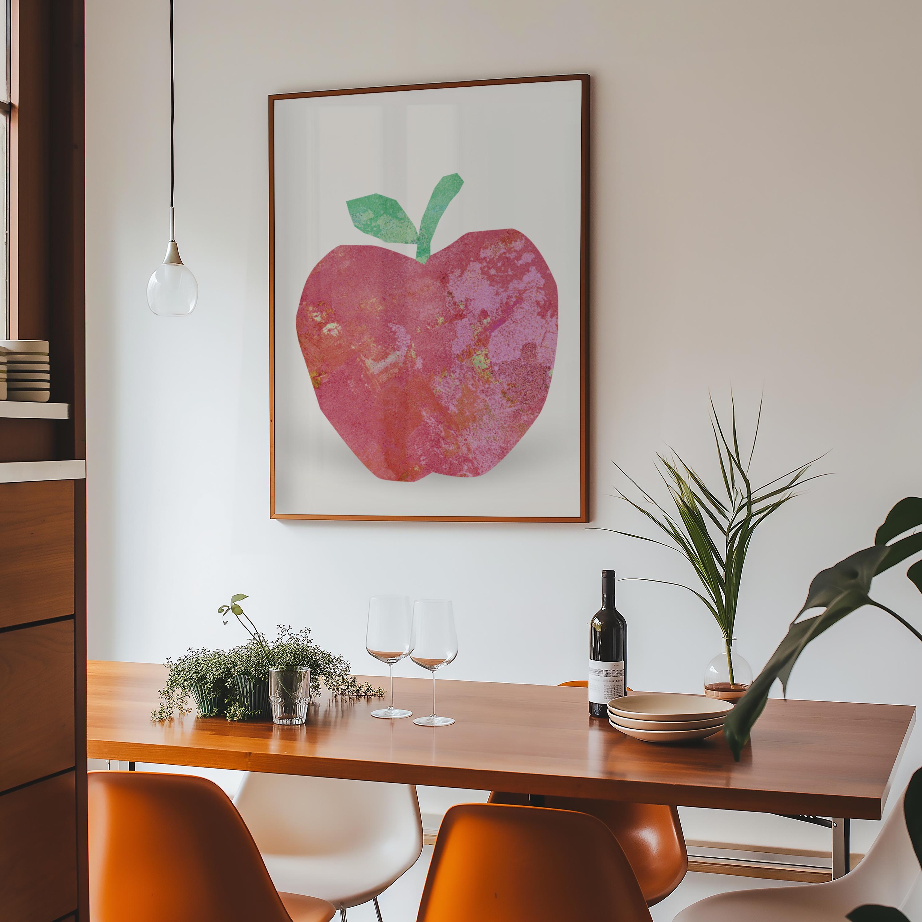 The Big Apple Poster, Giant Red Apple Wall Art for Kitchen or