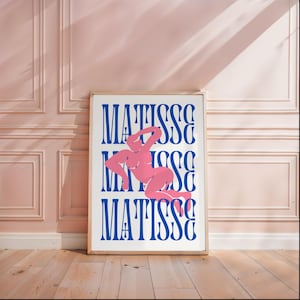 Póster azul y rosa estilo Matisse, lámina de Matisse para pared, arte de mediados de siglo, artista visual francés, arte mural, láminas de Henri Matisse