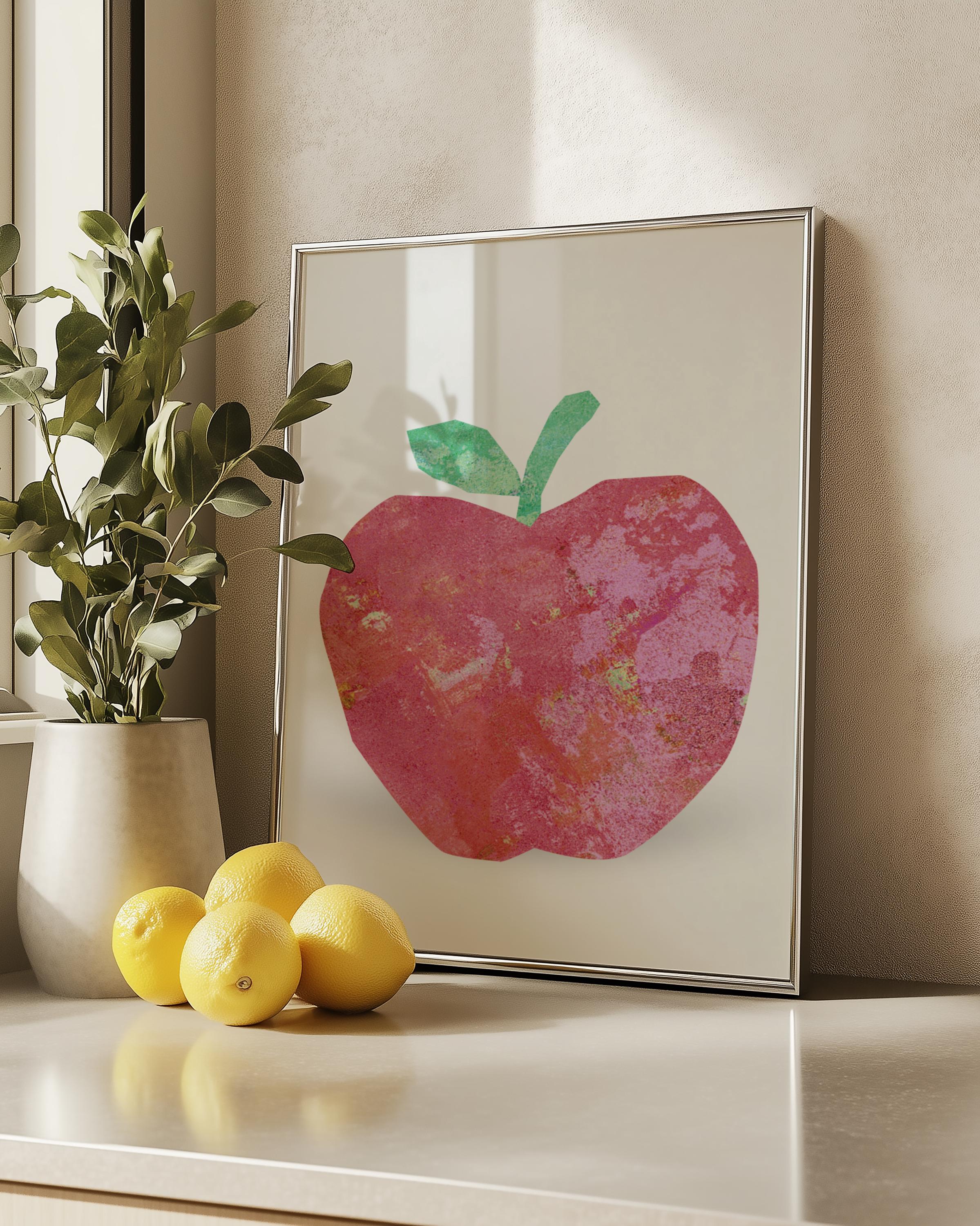 The Big Apple Poster, Giant Red Apple Wall Art for Kitchen or 