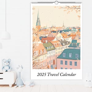 2025 Calendar, 2025 Travel Wall Calendar, Monthly Planner, Wall Calendar, Wall Decor, Stationery, Gift for her, Cottage Core, Office Decor