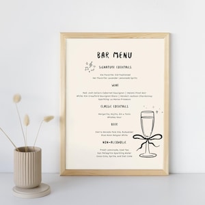 Signature Drink Menu for Wedding, Handwritten Menu for Wedding, Wedding Bar Sign, Wedding Drink Sign Template, Fun Wedding Menu Template
