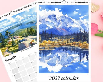 2027 Watercolor National Parks Calendar | Iconic U.S. Nature Scenes, Wall Art