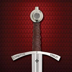 Hand Forged Knights Templar Sword: High Carbon Steel Replica with Scabbard