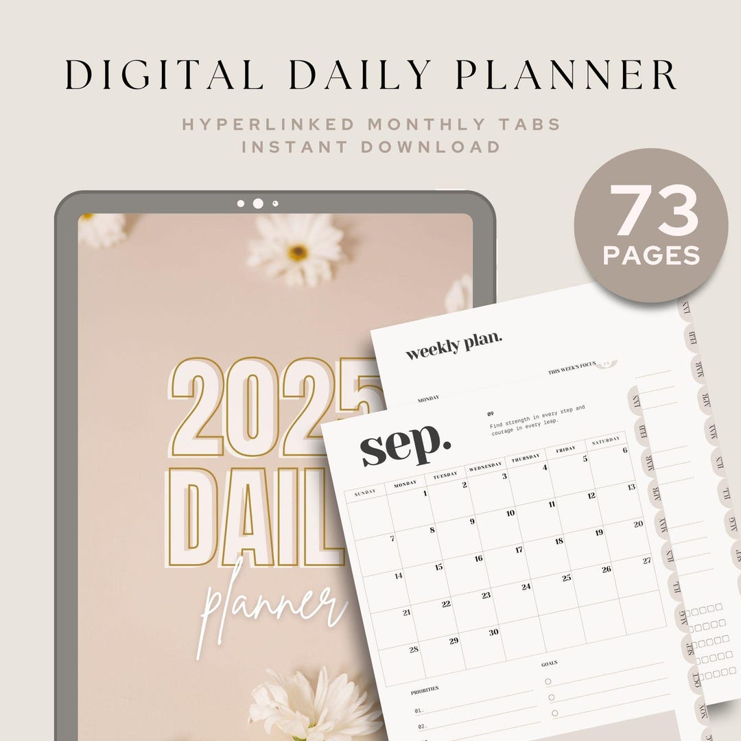 2025 Digital Daily Planner Instant Download Minimalist Design - Etsy