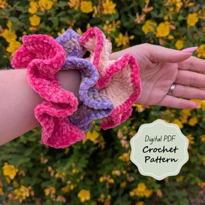 Crochet scrunchie pattern pdf digital quick simple easy beginner friendly